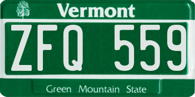VT license plate ZFQ559