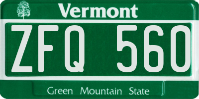 VT license plate ZFQ560