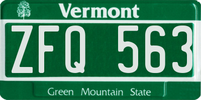 VT license plate ZFQ563