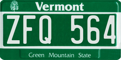 VT license plate ZFQ564