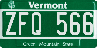 VT license plate ZFQ566