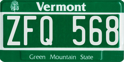 VT license plate ZFQ568
