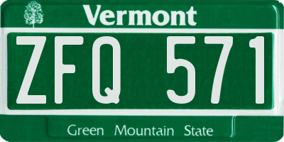 VT license plate ZFQ571