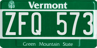VT license plate ZFQ573