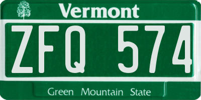 VT license plate ZFQ574
