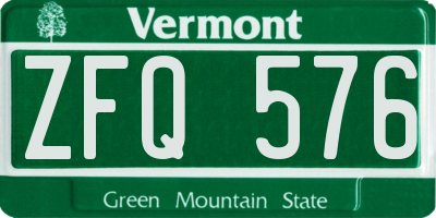 VT license plate ZFQ576