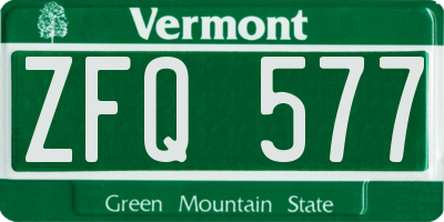VT license plate ZFQ577