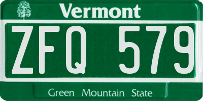 VT license plate ZFQ579