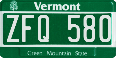 VT license plate ZFQ580