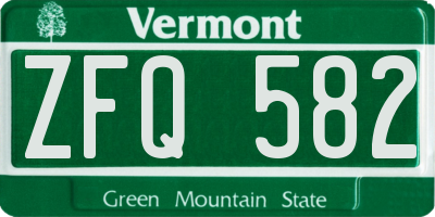 VT license plate ZFQ582