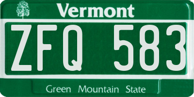 VT license plate ZFQ583