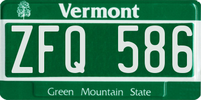 VT license plate ZFQ586