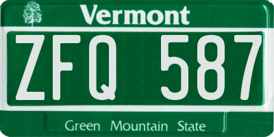 VT license plate ZFQ587