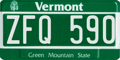 VT license plate ZFQ590