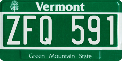 VT license plate ZFQ591