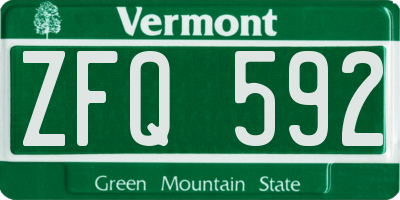 VT license plate ZFQ592