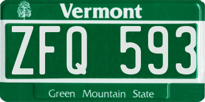 VT license plate ZFQ593