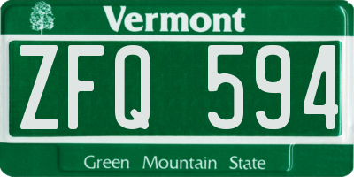 VT license plate ZFQ594