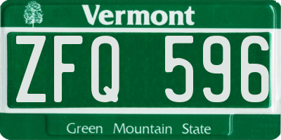 VT license plate ZFQ596