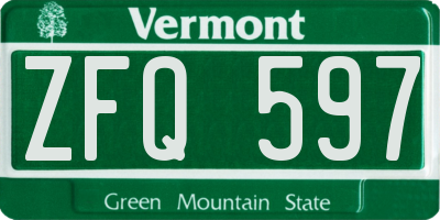 VT license plate ZFQ597