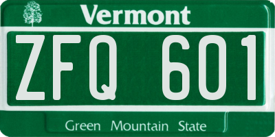 VT license plate ZFQ601