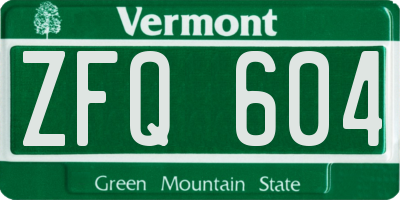 VT license plate ZFQ604