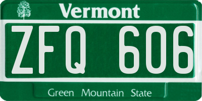 VT license plate ZFQ606