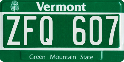 VT license plate ZFQ607