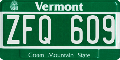 VT license plate ZFQ609