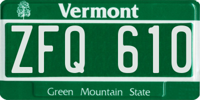 VT license plate ZFQ610