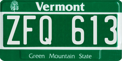 VT license plate ZFQ613