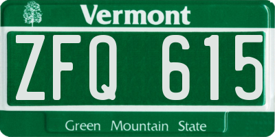 VT license plate ZFQ615