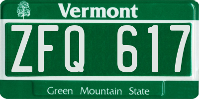 VT license plate ZFQ617