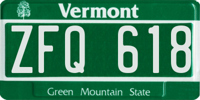 VT license plate ZFQ618