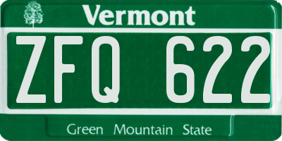 VT license plate ZFQ622
