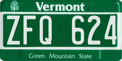 VT license plate ZFQ624