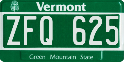 VT license plate ZFQ625