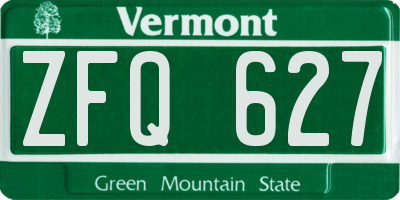 VT license plate ZFQ627
