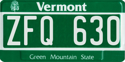 VT license plate ZFQ630