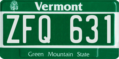 VT license plate ZFQ631
