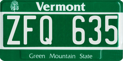 VT license plate ZFQ635