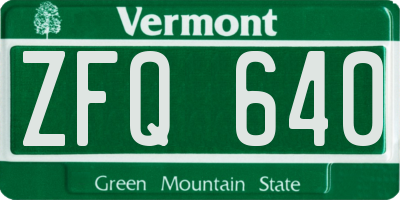 VT license plate ZFQ640