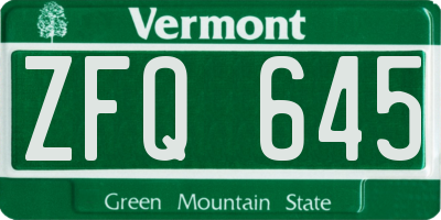 VT license plate ZFQ645