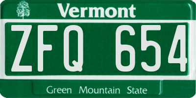 VT license plate ZFQ654