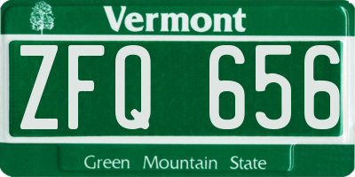 VT license plate ZFQ656