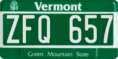VT license plate ZFQ657