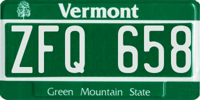 VT license plate ZFQ658