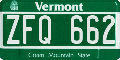 VT license plate ZFQ662
