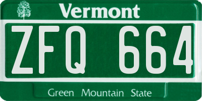 VT license plate ZFQ664