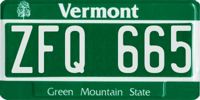 VT license plate ZFQ665